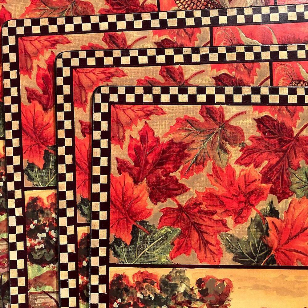 Vintage Harvest Fall Cork Placemats Set of 4
